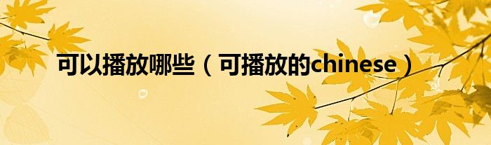 可以播放哪些(可播放的chinese)