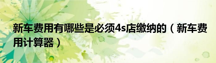 新车费用有哪些是必须4s店缴纳的(新车费用计算器)