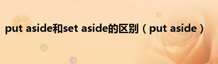 put aside和set aside的区别(put aside)