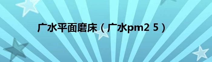 广水平面磨床(广水pm2 5)