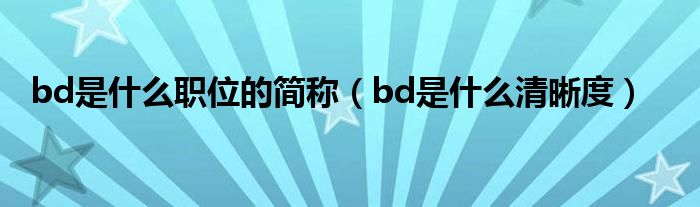 bd是什么职位的简称(bd是什么清晰度)