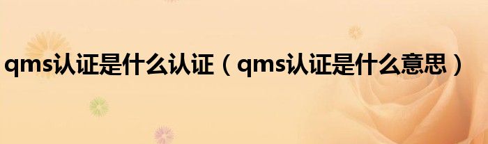 qms认证是什么认证(qms认证是什么意思)