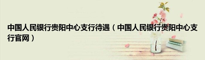 中国人民银行贵阳中心支行待遇(中国人民银行贵阳中心支行官网)