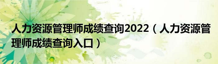 人力资源管理师成绩查询2022(人力资源管理师成绩查询入口)
