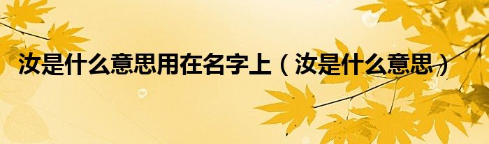 汝是什么意思用在名字上(汝是什么意思)