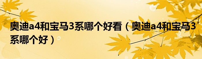 奥迪a4和宝马3系哪个好看(奥迪a4和宝马3系哪个好)