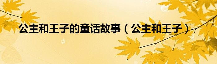 公主和王子的童话故事(公主和王子)