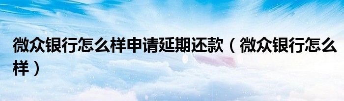 微众银行怎么样申请延期还款(微众银行怎么样)