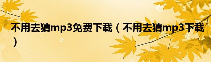 不用去猜mp3免费下载(不用去猜mp3下载)
