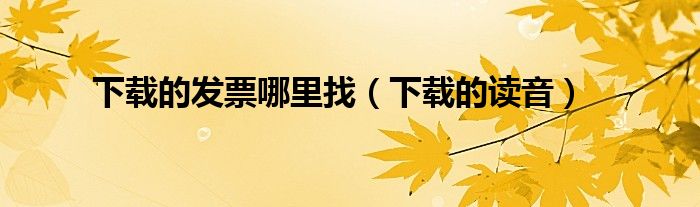 下载的发票哪里找(下载的读音)