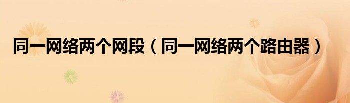 同一网络两个网段(同一网络两个路由器)