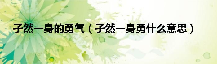 孑然一身的勇气(孑然一身勇什么意思)