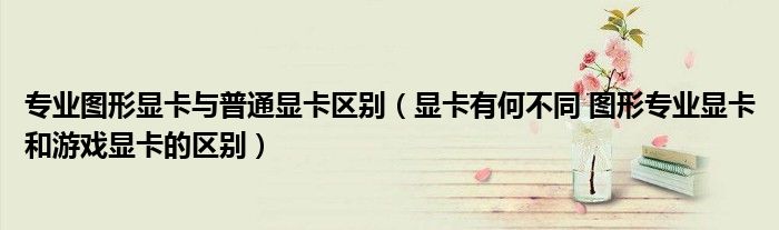 专业图形显卡与普通显卡区别(显卡有何不同 图形专业显卡和游戏显卡的区别)