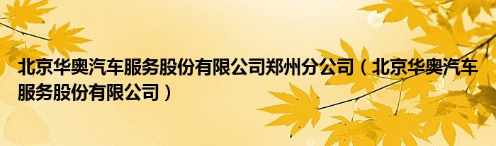 北京华奥汽车服务股份有限公司郑州分公司(北京华奥汽车服务股份有限公司)