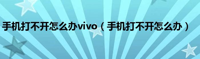 手机打不开怎么办vivo(手机打不开怎么办)