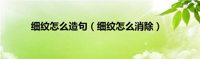 细纹怎么造句(细纹怎么消除)