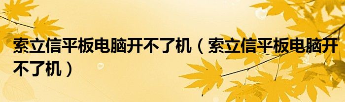 索立信平板电脑开不了机(索立信平板电脑开不了机)