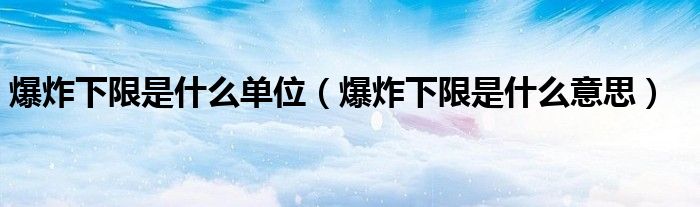 爆炸下限是什么单位(爆炸下限是什么意思)