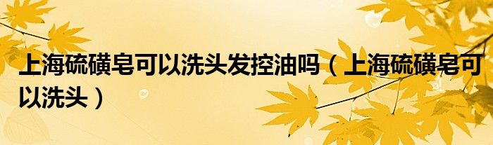 上海硫磺皂可以洗头发控油吗(上海硫磺皂可以洗头)