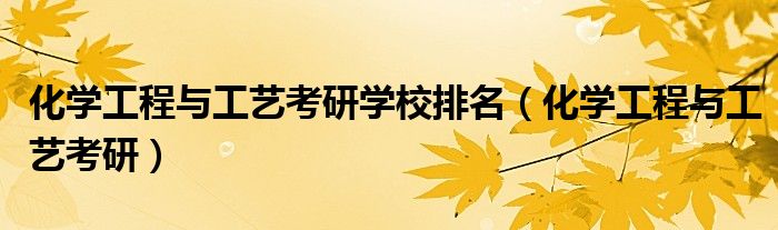 化学工程与工艺考研学校排名(化学工程与工艺考研)