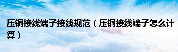 压铜接线端子接线规范(压铜接线端子怎么计算)