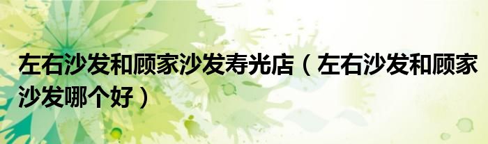 左右沙发和顾家沙发寿光店(左右沙发和顾家沙发哪个好)