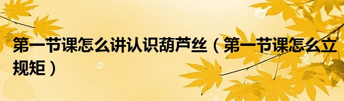 第一节课怎么讲认识葫芦丝(第一节课怎么立规矩)