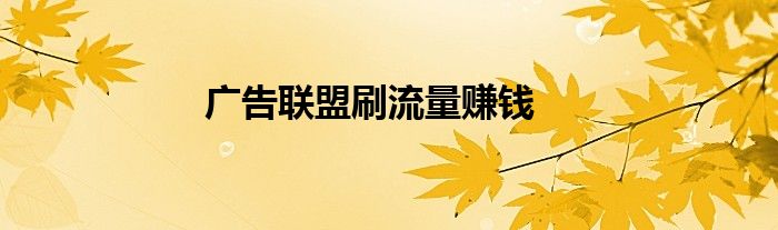 广告联盟刷流量赚钱