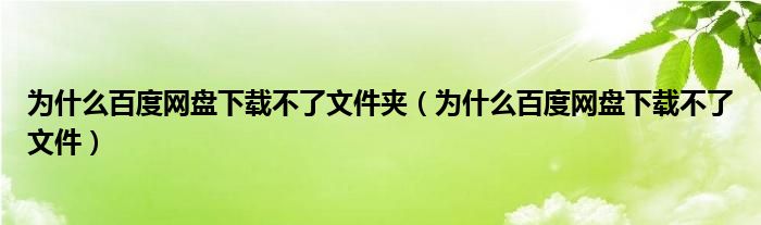 为什么百度网盘下载不了文件夹(为什么百度网盘下载不了文件)
