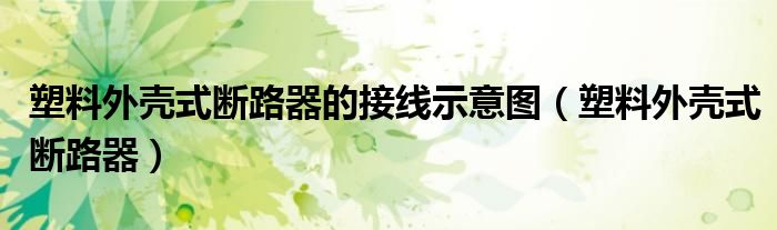 塑料外壳式断路器的接线示意图(塑料外壳式断路器)