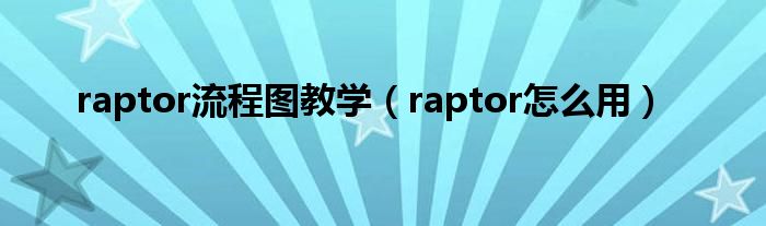 raptor流程图教学(raptor怎么用)