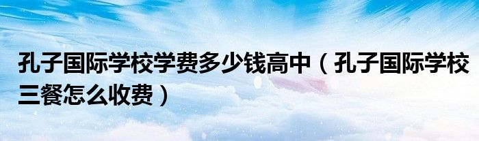 孔子国际学校学费多少钱高中(孔子国际学校三餐怎么收费)