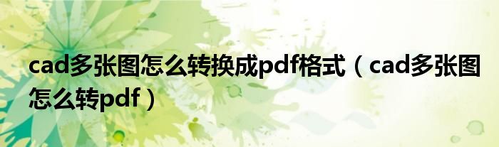 cad多张图怎么转换成pdf格式(cad多张图怎么转pdf)