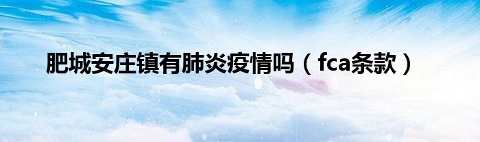 肥城安庄镇有肺炎疫情吗(fca条款)
