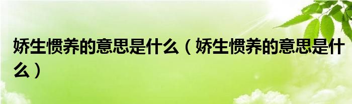 娇生惯养的意思是什么(娇生惯养的意思是什么)