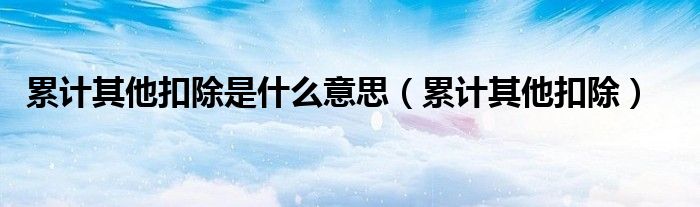 累计其他扣除是什么意思(累计其他扣除)