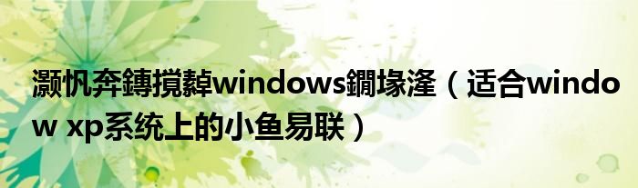 灏忛奔鏄撹繛windows鐗堟湰(适合window xp系统上的小鱼易联)