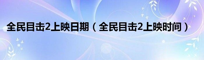 全民目击2上映日期(全民目击2上映时间)