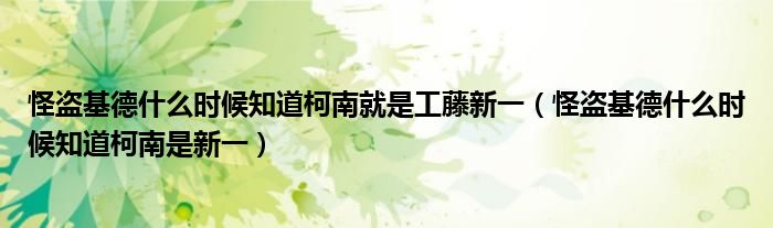 怪盗基德什么时候知道柯南就是工藤新一(怪盗基德什么时候知道柯南是新一)