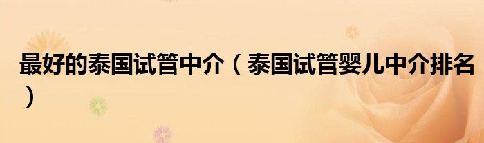 最好的泰国试管中介(泰国试管婴儿中介排名)