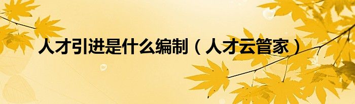 人才引进是什么编制(人才云管家)