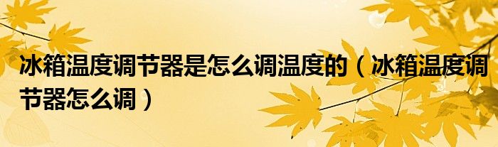冰箱温度调节器是怎么调温度的(冰箱温度调节器怎么调)