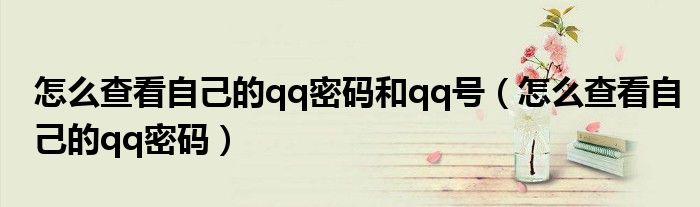 怎么查看自己的qq密码和qq号(怎么查看自己的qq密码)