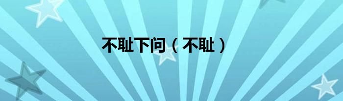 不耻下问（不耻）