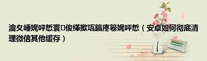 瀹夊崜娓呯悊寰俊缂撳瓨鎬庝箞娓呯悊(安卓如何彻底清理微信其他缓存)