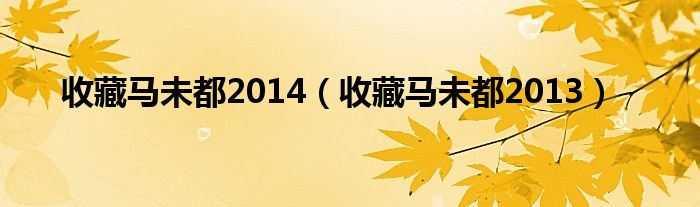 收藏马未都2014(收藏马未都2013)