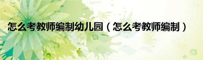 怎么考教师编制幼儿园(怎么考教师编制)