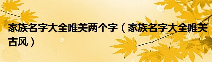 家族名字大全唯美两个字(家族名字大全唯美古风)