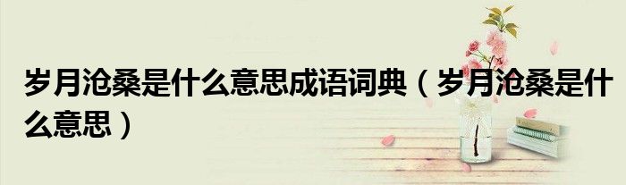 岁月沧桑是什么意思成语词典(岁月沧桑是什么意思)