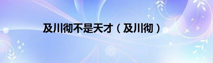 及川彻不是天才(及川彻)
